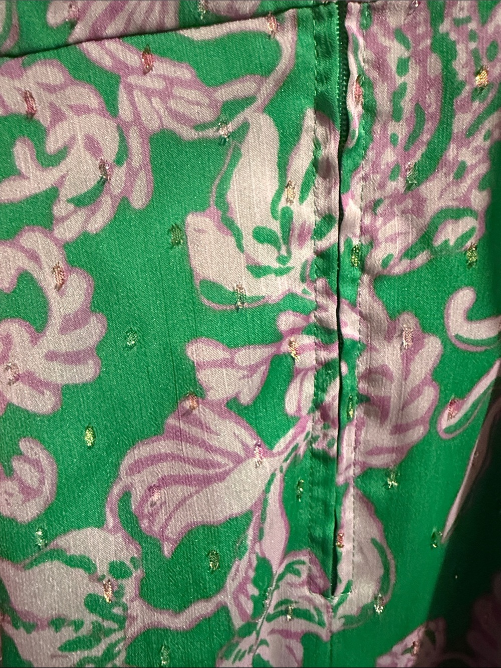 Lilly Pulitzer Green and Lavender Floral High-Low Maxi Dress Rosalyn Ruffle - Picture 11 of 13
